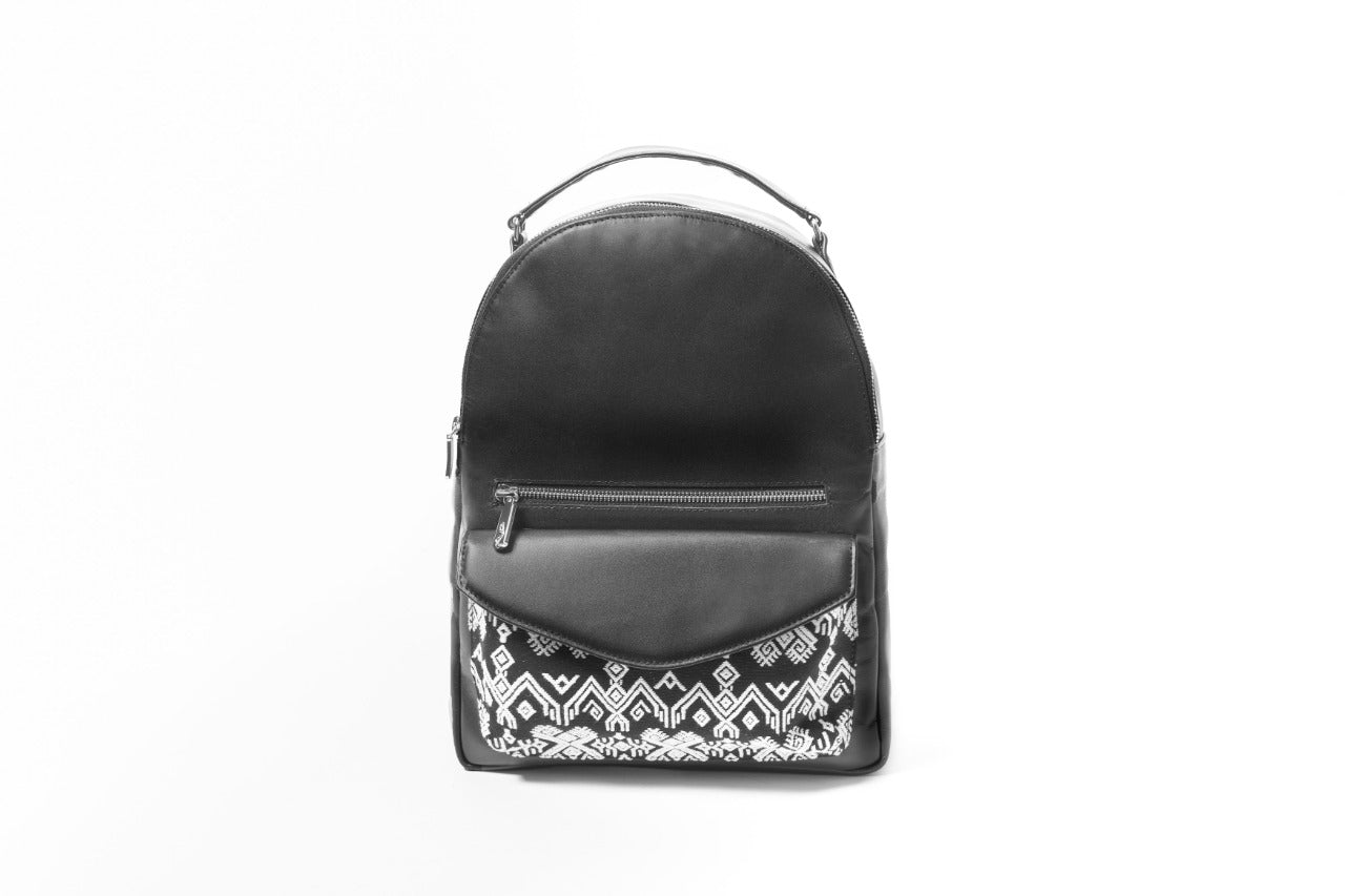 Bolso Artesanal Bag Pack Piel C’ANALETIC (Cielo estrellado en tzotzil)