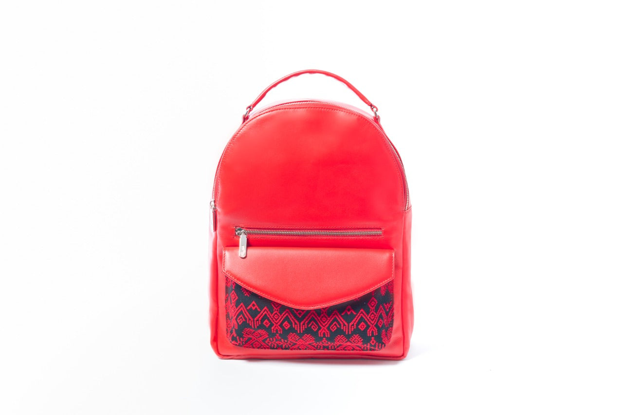 Bolso Artesanal Bag Pack Piel C’ANALETIC (Cielo estrellado en tzotzil)