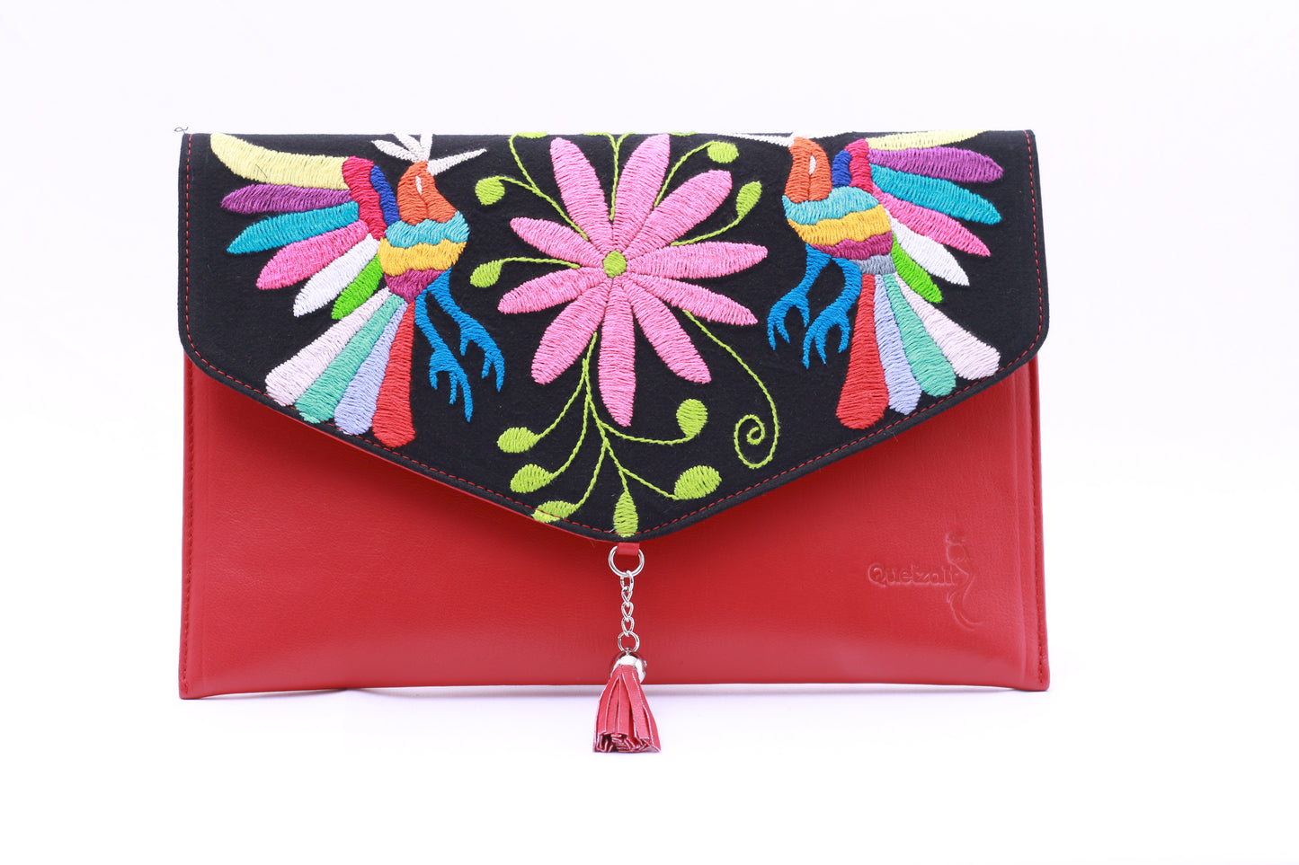 Carteron Artesanal en piel con bordados de Tenango