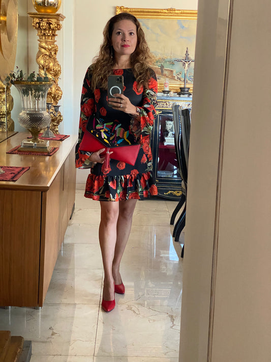 Carteron Artesanal en piel con bordados de Tenango